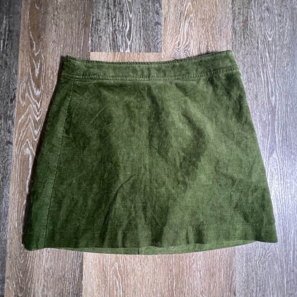 J.Crew Corduroy Mini‎ Skirt Womens 8 Green A-Line Lined Back Zip Casual Preppy